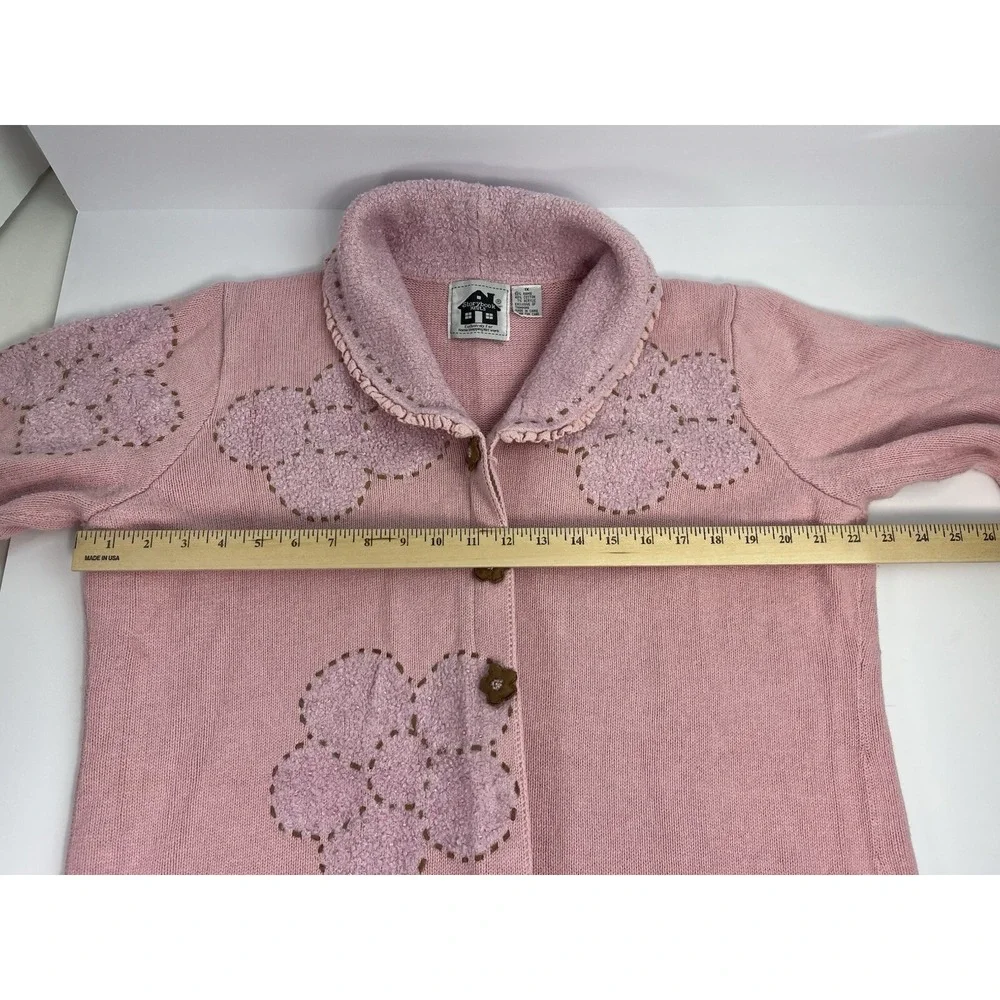 Vintage Storybook Knits Pink Size 1X Cardigan Sweater Floral Flowers Tunic Long